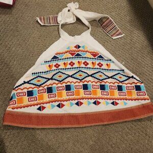 NEW Altar'd State White Embroidered Tie Open Back Halter Small